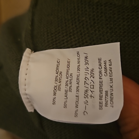 J. Crew Black Label Wool Ruffle Sleeve Green Sweater - Picture 6 of 6